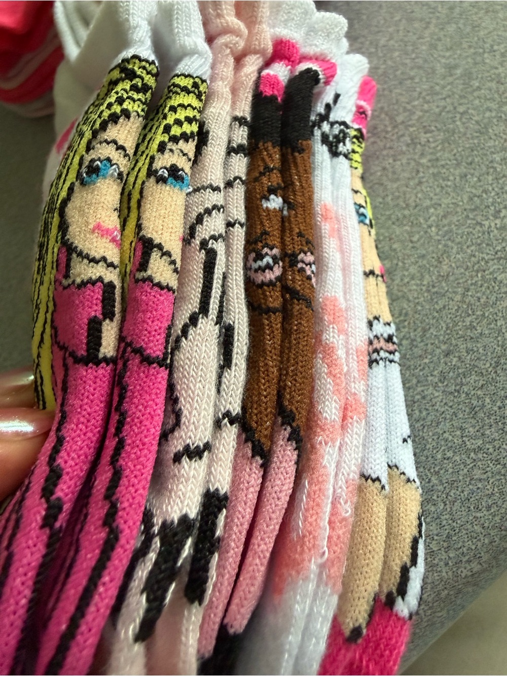 Barbie Pink No Show Kids Sock Trio with Graphic Barbie Designs - Picture 3 of 5